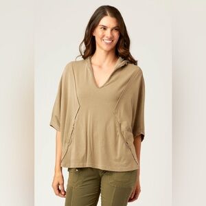 NWT XCVI Brown Women's Hooded poncho marked as Size S, fits like M or even M